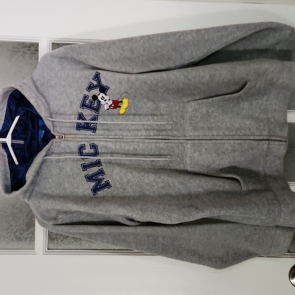 Disney Gray Mickey Mouse  Fleece Hoodie Jacket